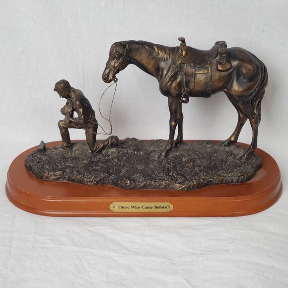 Montana Silversmiths "Those Who Came Before" Cowboy & Horse Western Bronze Sculp - Picture 6 of 13
